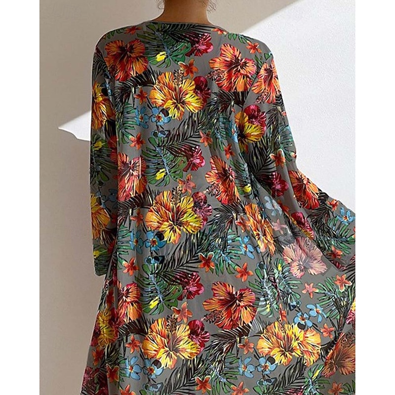 Women's Swimwear Bikini Swimsuit Vacation Floral Long Sleeve Bathing Suits2