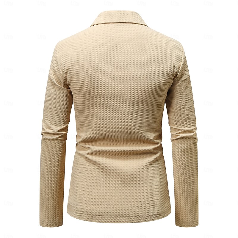 Men's Waffle Jacket Blazer Jacket Formal Wedding Anniversary Elegant Fashion Spring &  Fall Waffle Fabric Plain Single Breasted Two-button Blazer Dark Brown Black Dark Green khaki3