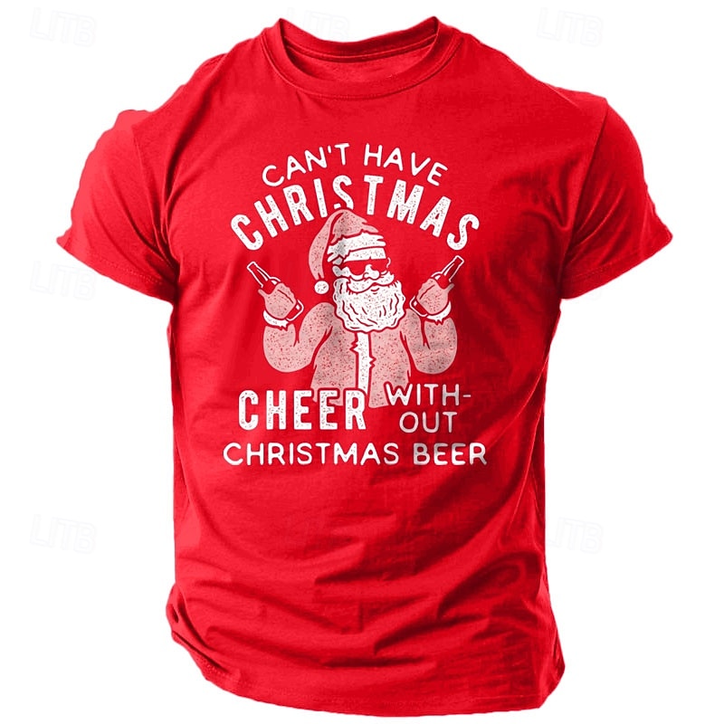 Christmas Men's Santa Claus Letter Printed funny christmas T Shirt 100% Cotton Short Sleeve Graphic Shirt Black Wine Red Comfortable Tee Vacation Street Fashion Designer Clothing2