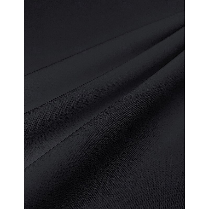 Black Dress Sheath Evening Gown Elegant Dress Formal Floor Length Short Sleeve One Shoulder Pocket Stretch Crepe with Feather4