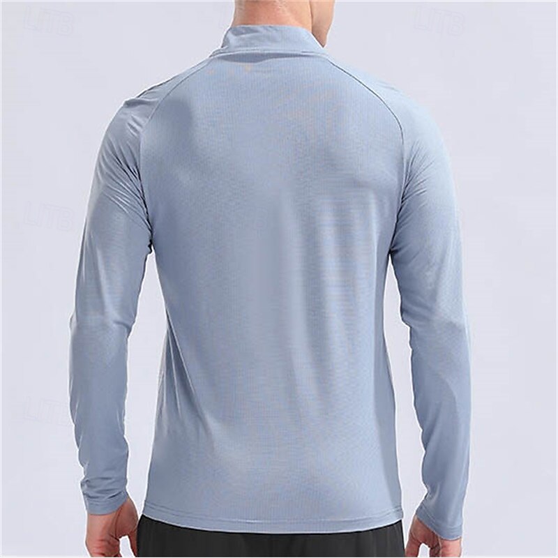 Men's Running T-Shirt Long Sleeve Tee Tshirt Casual Athleisure Fall Color Block Breathable Gym Workout Walking Jogging Sportswear Activewear Hemp gray White Gray+Blue2