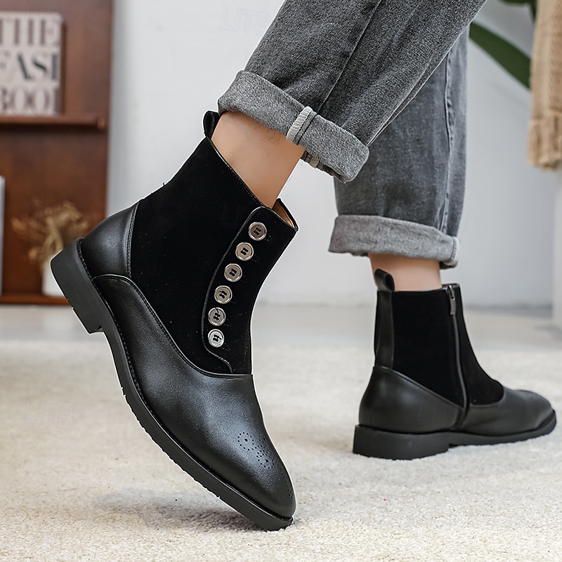 Men's Two-Tone Faux Leather Button Boots – Vintage Victorian Style Ankle Boots for Formal and Casual Occasions 28