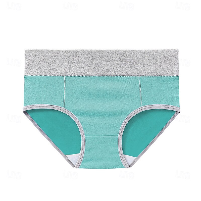 Women's Basic Panties 1 PC Underwear Simple Classic Pure Color Mid Waist Plus Size Gender Neutral Light Blue Black White M L XL Home Outfits4