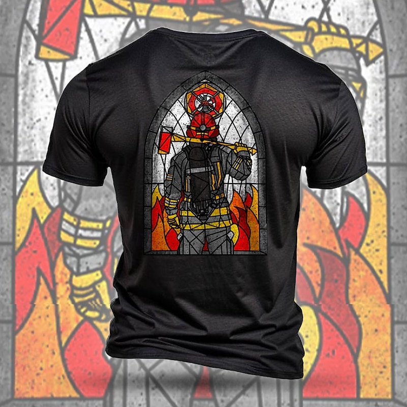Men's Firemen T Shirt Short Sleeve T shirt 3D Print Crew Neck Shirt Fashion Athleisure Street Sports Outdoor Daily Black Summer Spring Clothing Apparel S M L XL XXL XXXL
