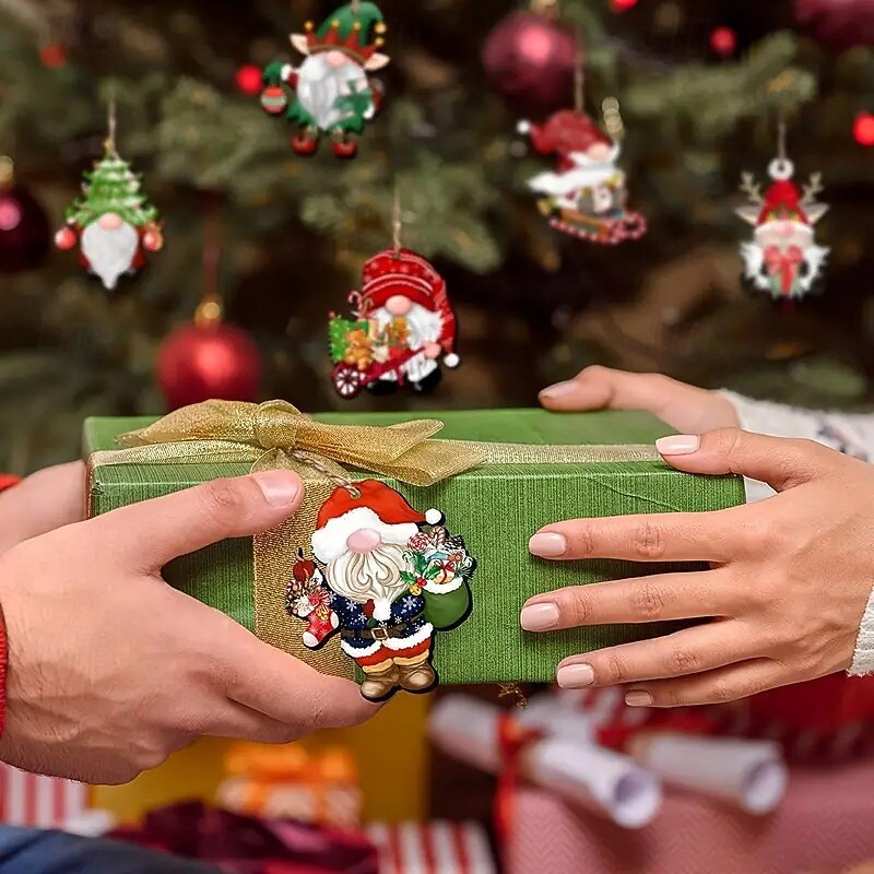 24pcs Christmas Wooden Ornaments, Classic Gnome Decorations with Fairytale-Themed Hanging Pendants, Featuring Santa and Elf Designs for Holiday Decor, Traditional Non-Electric Shapes4