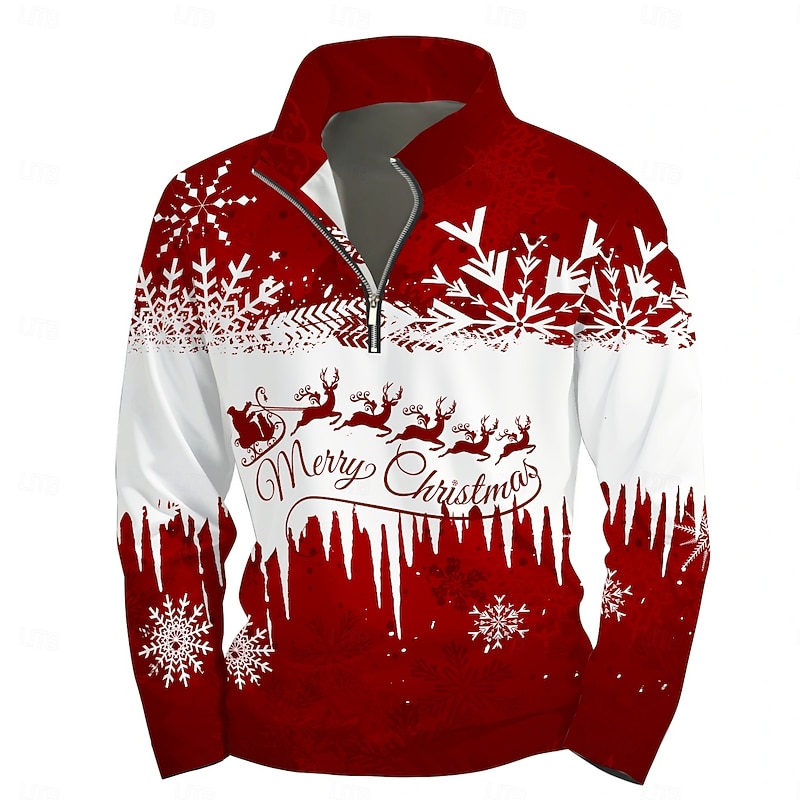 New Year Christmas Men's Sweatshirt Long Sleeve Vacation Going out Streetwear Light Yellow Dark Yellow Print Spring &  Fall Designer4