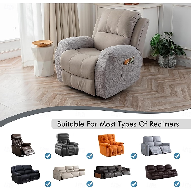 100% Waterproof Recliner Covers, 1 Pieces Stretch Recliner Sofa Slipcovers Washable Cover for Reclining Chair for Pets, Dogs, Kids4