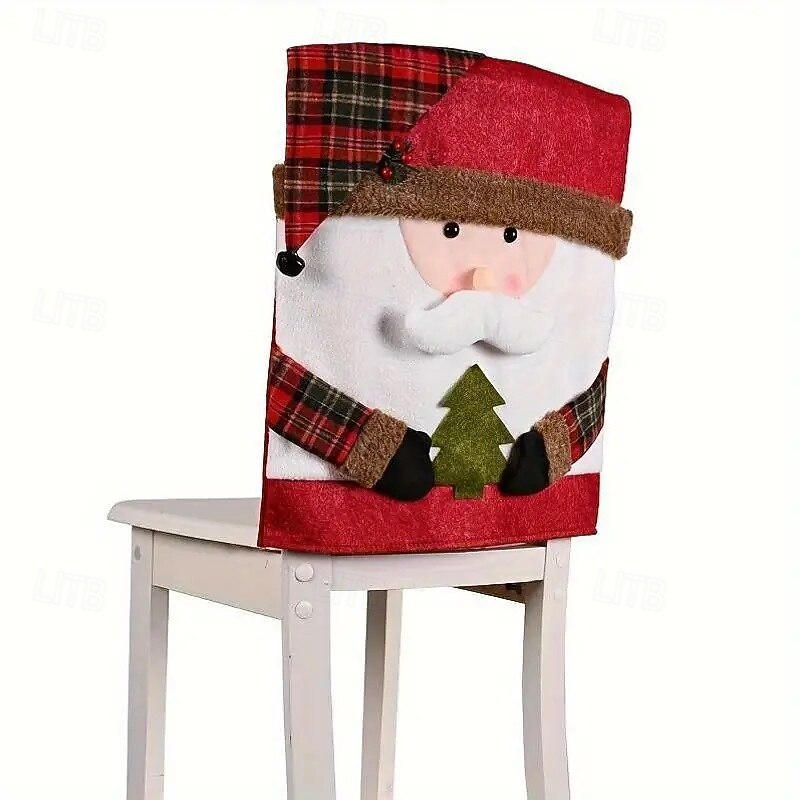 3pcs Christmas Chair Covers Set - Festive Dining & Living Room Decor No Power Needed3