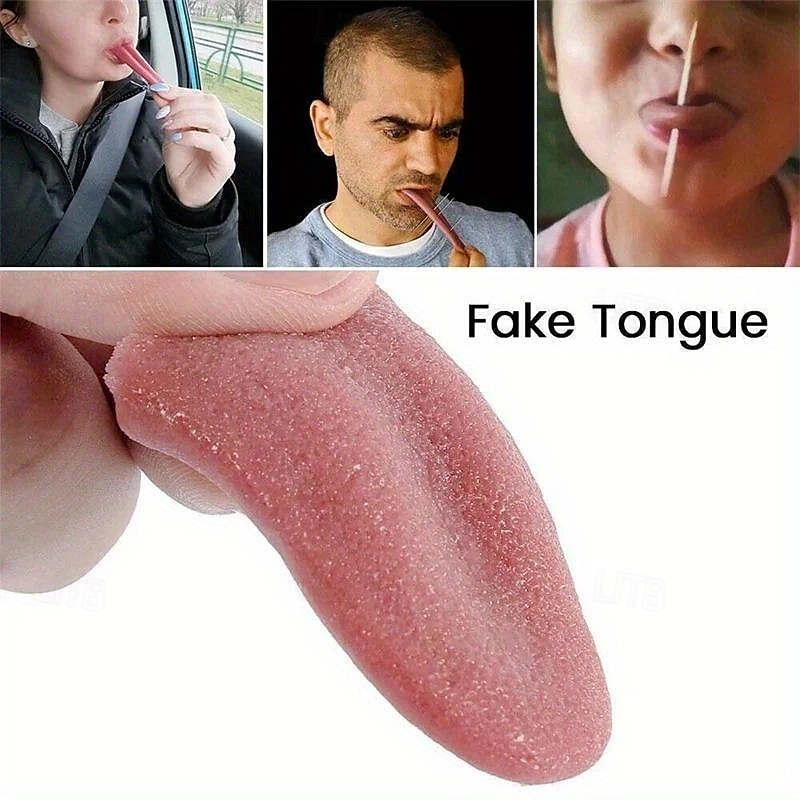 10pc Hyper-Realistic Fake Tongue Simulator - Soft Flexible Rubber Prank Prop with Realistic Texture for Magic Tricks Fun Jokes Halloween Costumes - Novelty Gag Gift for Teens & Adults (14) Perfec