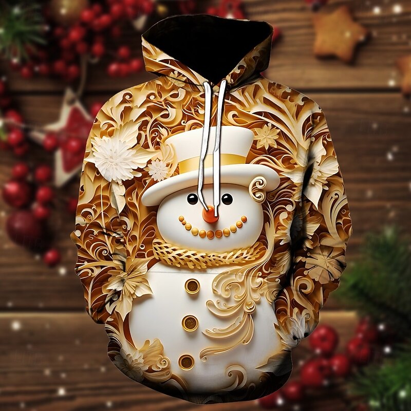 Christmas Snowman Hoodie Funny Christmas Hoodie 3D Christmas Front Pocket Graphic For Couple's Men's Women's Adults' Christmas Carnival 3D Print Party Casual Daily3