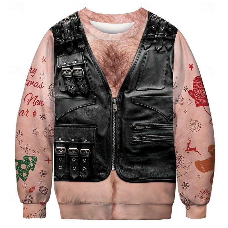 Santa Claus Pullover Funny Christmas Sweatshirt Funny For Unisex Adults' Christmas Carnival 3D Print Party Festival4