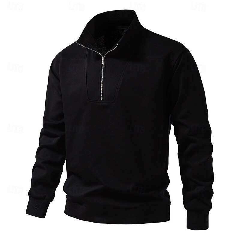 Men's Zip Hoodie Sweatshirt Zip Sweatshirt Black Lapel Plain Zipper Oversized Sports & Outdoor Casual Daily Party Casual Athletic Spring &  Fall Autumn / Fall Clothing Apparel Hoodies Sweatshirts4