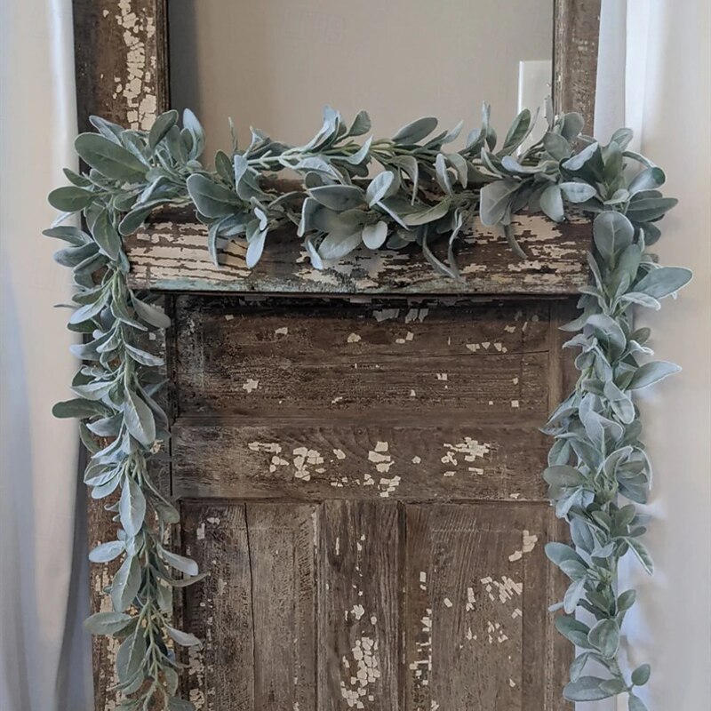 Christmas Garland 6FT Winter Artificial Garland Decoration Green Ivy Vine, Printed Sweet Potato Leaf Garland for Home & Hotel Decor, Lush Greenery Hanging Plant