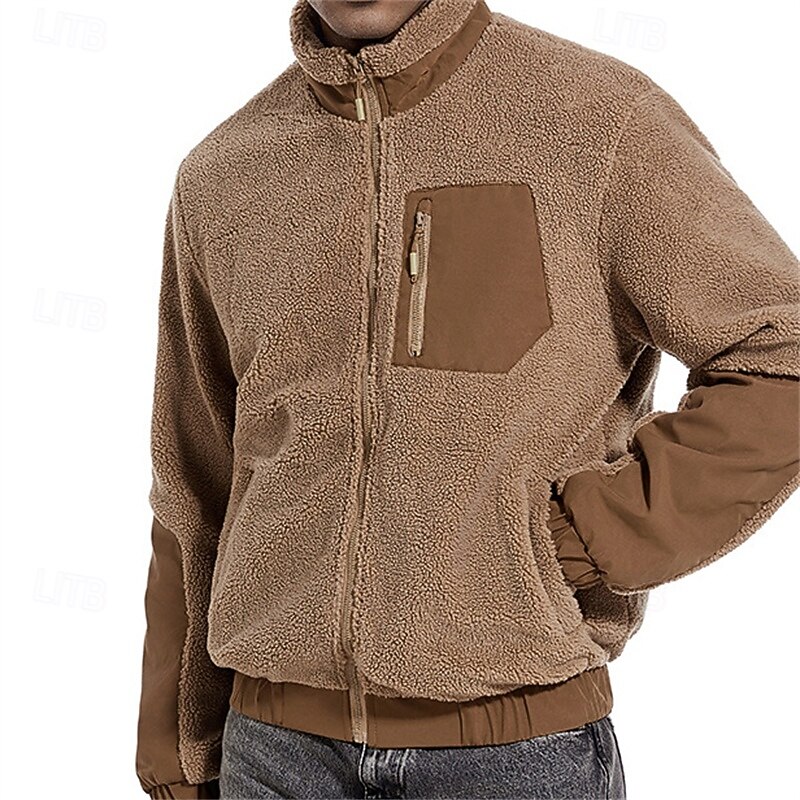 Men's Hiking Jacket Hiking Fleece Jacket Winter Outdoor Thermal Warm Fleece Lining Fleece Jackets Full Zip Climbing Camping / Hiking / Caving Traveling Dark Khaki Black Dark Blue Coffee2