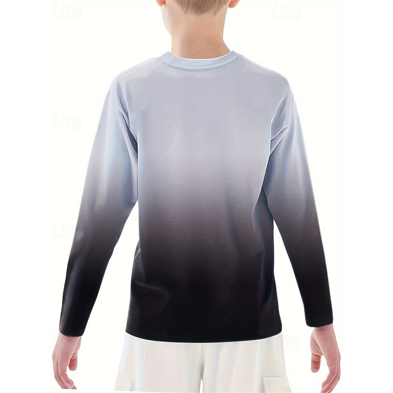 Boys' 3D Color Gradient T shirt Tee Long Sleeve Spring Fall Fashion Basic Kids 4-12 Years Crew Neck Outdoor Casual Daily Regular Fit2