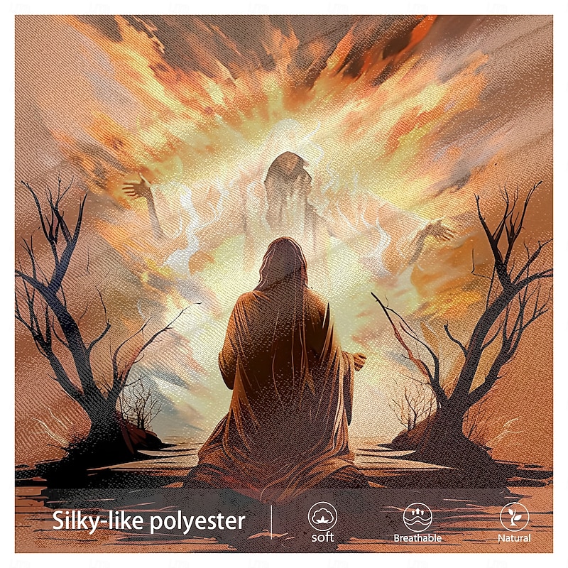 Christmas Men's Jesus T Shirt Short Sleeve T shirt 3D Print Crew Neck Shirt Retro Vintage Casual Street Style Christmas Sports Outdoor Holiday Orange Spring & Summer Clothing Apparel S M L XL XXL XXXL3