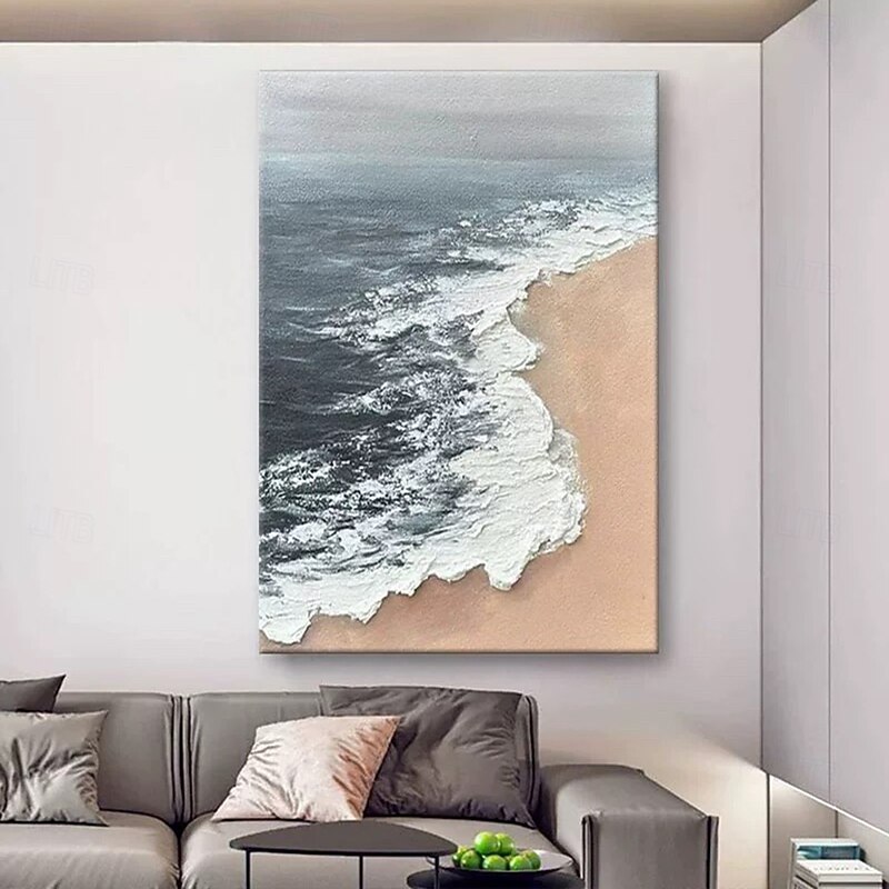 Mintura Handmade Beach Scenery Oil Paintings On Canvas Modern Wall Art Room Decoration Abstract Picture For Home Decor Rolled Frameless Unstretched Painting3