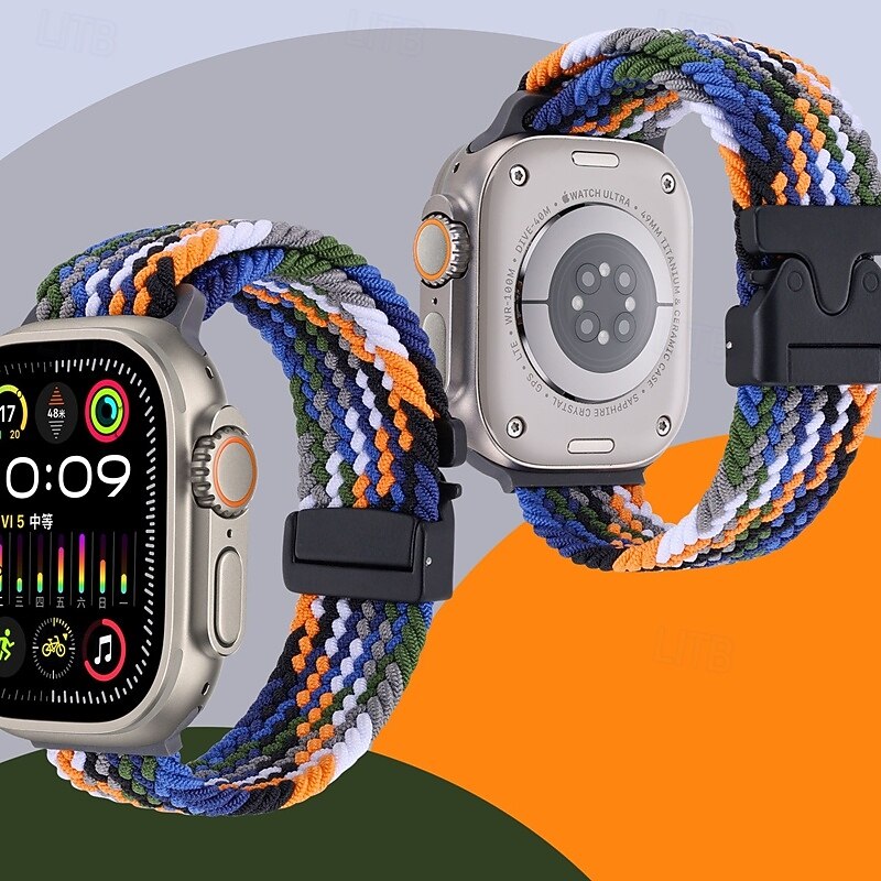 Sport Band Compatible with Apple Watch band 38mm 40mm 41mm 42mm 44mm 45mm 49mm Braided Adjustable Fabric Strap Replacement Wristband for iwatch Ultra 2 Series 9 8 7 SE 6 5 4 3 2 13