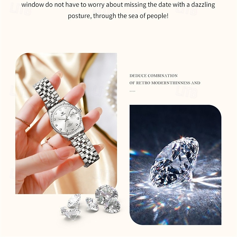 New Olevs Olevs Brand Women'S Trend Fashion Steel Belt Watch Calendar Luminous With Diamonds Simple Leisure Quartz Watch Waterproof Sports Versatile Wristwatch4