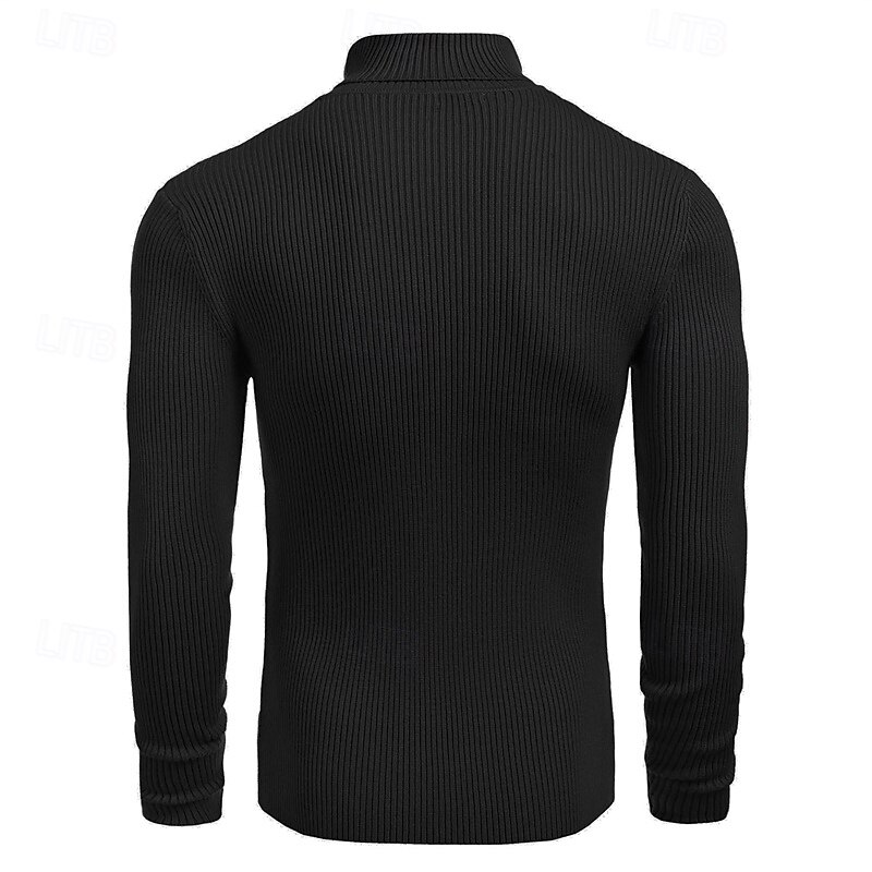 Men's Pullover Sweater Jumper Knit Sweater Mens Turtle Neck Jumper Ribbed Knit Regular Knitted Plain Turtleneck Fashion Casual Daily Wear Date Clothing Apparel Fall & Winter Wine caramel S M L4