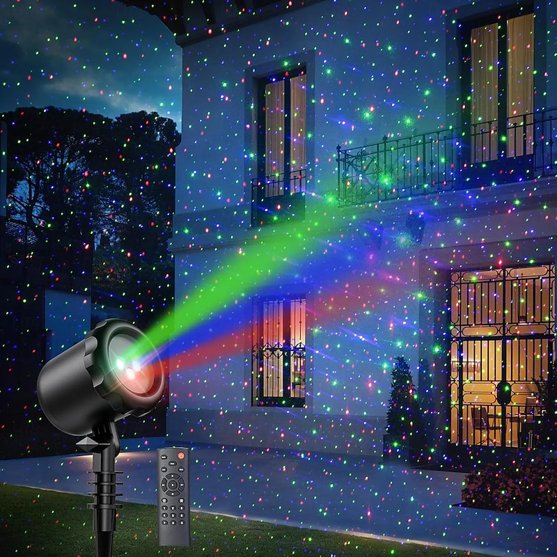 Laser Christmas Projector Lights Outdoor, 3 Color 50 Feet Projection Holiday Projector Light with Remote Control Firefly Lights Star Shower Lazer Lights Christmas Decorations Outdoor for Party Garden