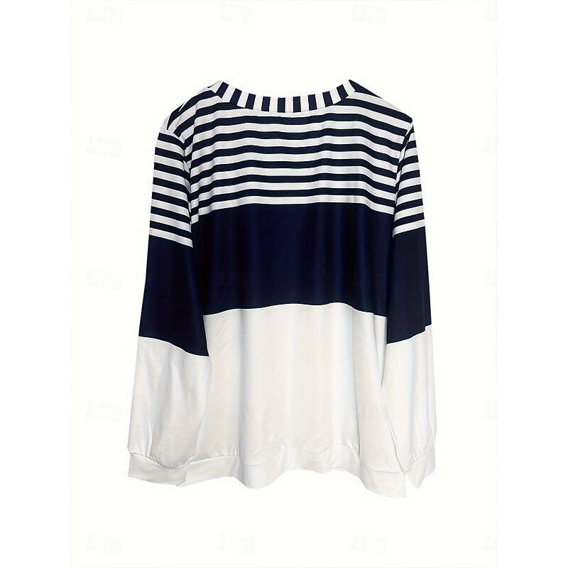 Women's Quarter Zipper Sweater Striped Street Dailywear Print Casual Crew Neck Long Sleeve Micro-elastic Fall Winter Comfrt Breathable Soft Fabric2