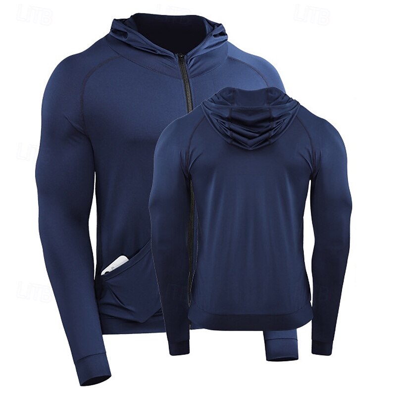 Men's Running T-Shirt Long Sleeve Tee Tshirt Casual Athleisure Fall Solid Colored Quick Dry Breathable Gym Workout Walking Jogging Sportswear Activewear Black White Dark Navy3