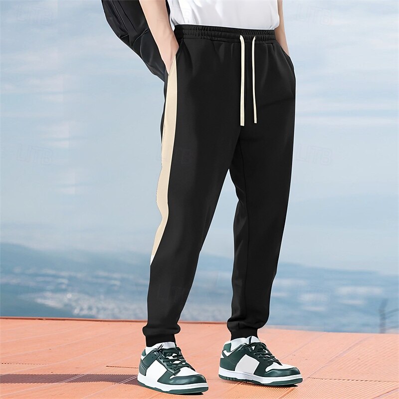 Men's Athletic Pants Sweatpants Joggers Trousers Pocket Drawstring Elastic Waist Color Block Comfort Sports Outdoor Daily Fashion Casual Black Blue Micro-elastic4