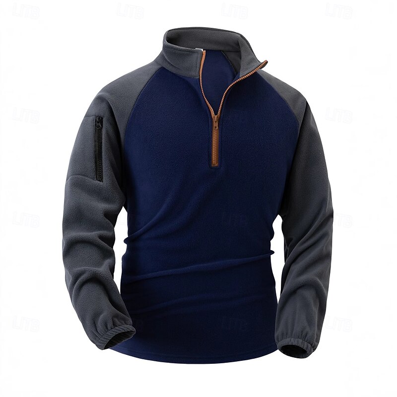 Men's Sweatshirt Polar Fleece Quarter Zip Sweatshirt Navy Blue Khaki Gray Half Zip Plain Pocket Sports & Outdoor Daily Holiday Streetwear Cool Casual Winter Spring &  Fall Clothing Apparel Hoodies2
