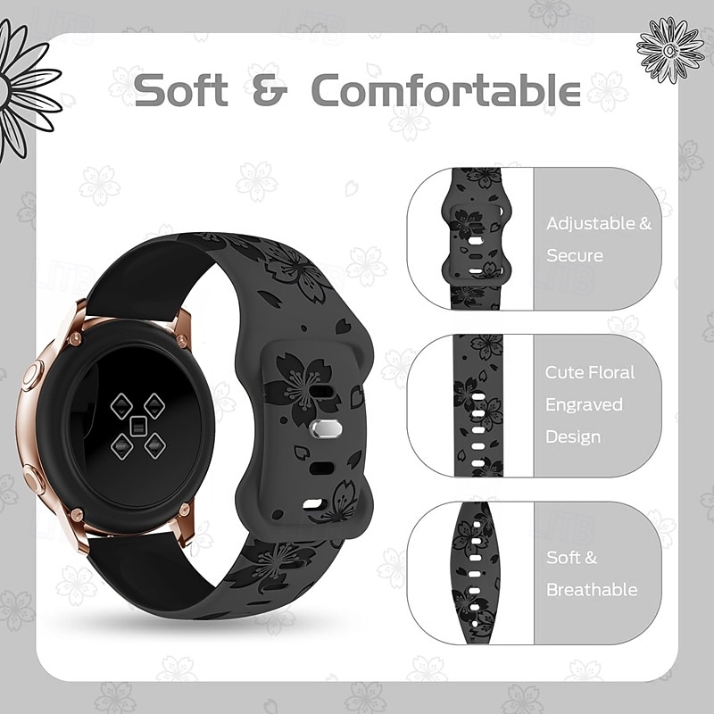 Watch Band for Samsung Galaxy Watch 7/6/5/4 40/44mm, Galaxy Watch 5 Pro 45mm, Galaxy Watch 4/6 Classic 42/46/43/47mm, Watch 3, Active 2, Gear S2 Silicone Replacement  Strap Cute Adjustable Solo Loop4