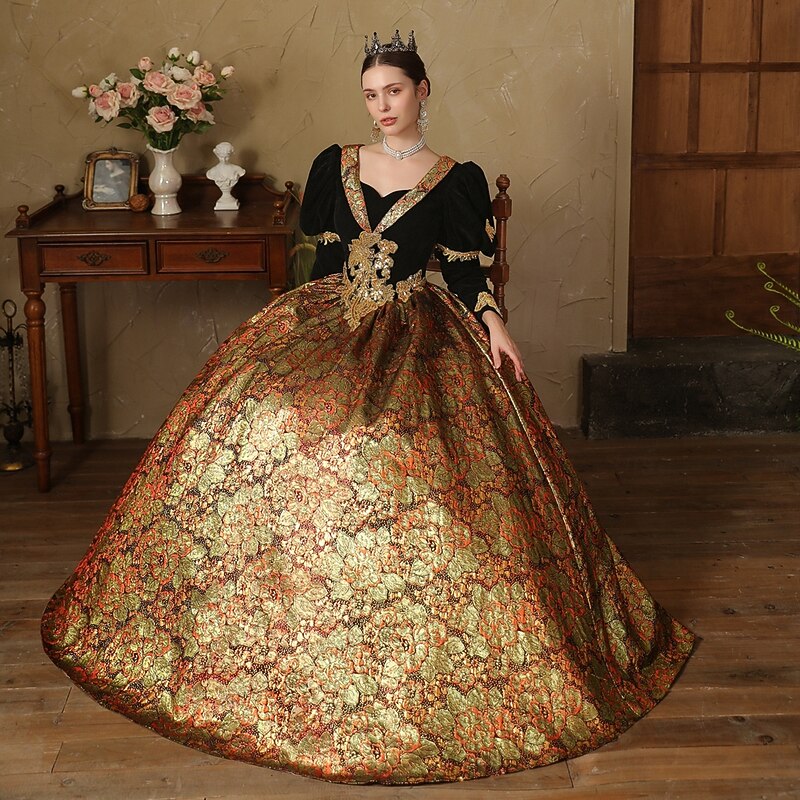 Gothic Rococo Vintage Inspired Dress Cosplay Wigs Party Costume Princess Shakespeare Solid Color Ball Gown Fancy Dress Women's Royal Halloween Carnival Valentine's Day Party Evening Party Masquerade4
