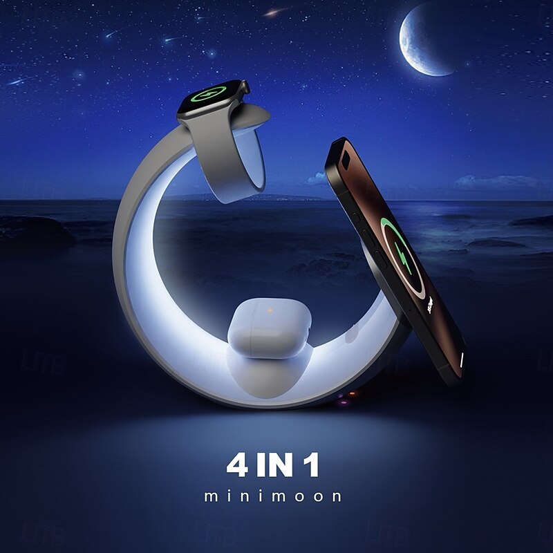 Wireless Charger 15 W Output Power Wireless Charging Station CE Certified Fast Wireless Charging MagSafe Magnetic For Apple Watch iPhone 14/13/12/11 Pro Max Apple Watch Series SE / 6/5/4/3/2/1