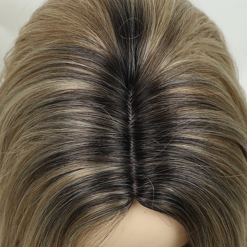 Synthetic Wig Wavy Asymmetrical Wig Long Blonde Synthetic Hair Women's Fashionable Design Soft Natural Blonde2