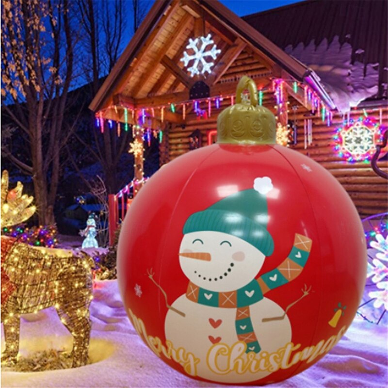 60cm Outdoor Christmas Inflatable Ball with Light, PVC Holiday Huge Large Christmas Ornaments Outdoor for Tree & Yard Decoration3