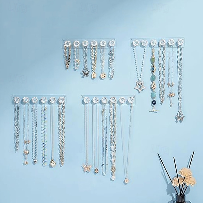 Acrylic Necklace Stand with Elegant Diamond Design, Durable Jewelry Display Holder for Necklaces, Chains & Pendants, Perfect for Showcases, Stores, and Home Organization