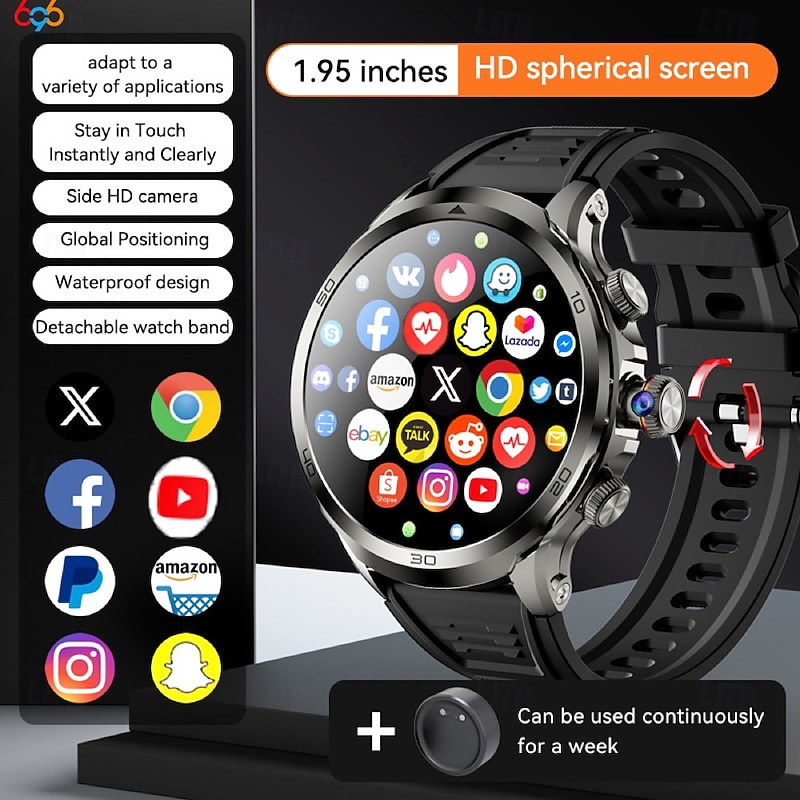 696 H19 Smart Watch 1.95 inch Smartwatch Fitness Running Watch Bluetooth Pedometer Call Reminder Sleep Tracker Compatible with Android iOS Men GPS Hands-Free Calls with Camera IP 67 52mm Watch Case3