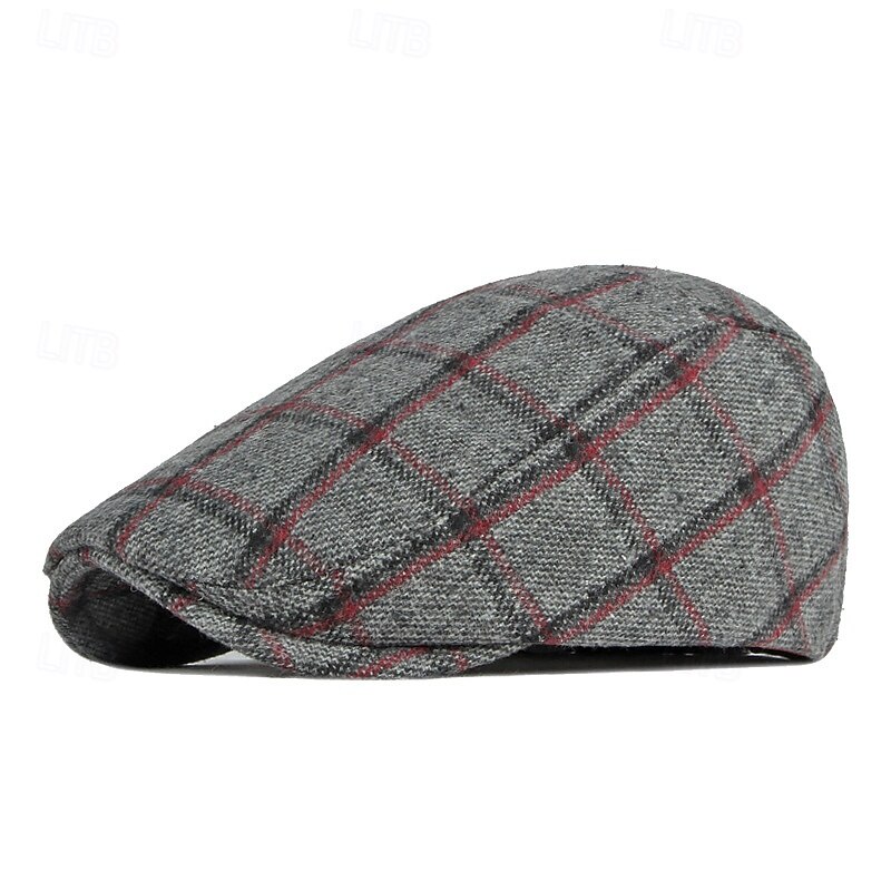 Men's Flat Cap Baseball Cap Military Cap Cadet Hat Red Blue Polyester Fashion Casual Street Daily Plaid Adjustable Sunscreen Breathable3