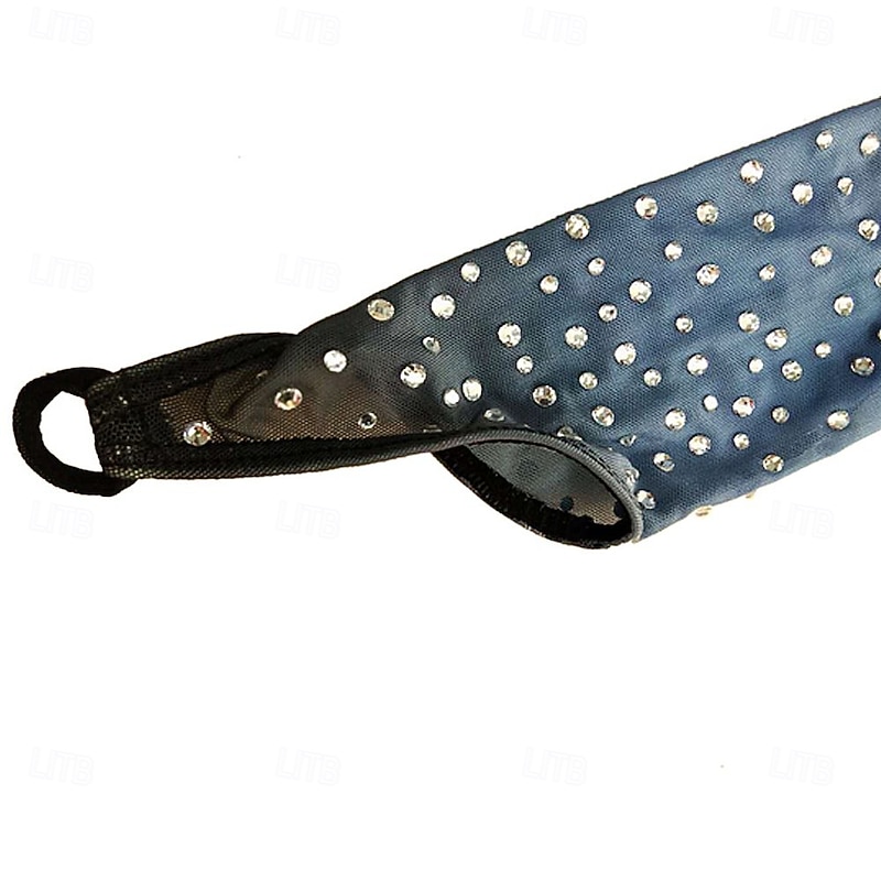 Girls Ice Figure Skating Dress Women's BLue Black Gradient Spandex High Elasticity Training Competition Skating Wear Handmade Crystal / Rhinestone Gradient Color Long Sleeve Ice Skating4