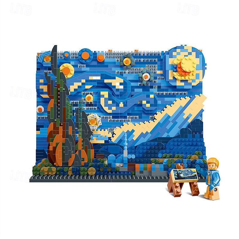 The Starry Night Building Kit - Micro Building Blocks Sets Mini Construction Model DIY Art Projects Home Decor Display Ideas Painting Set Christmas Gift for Adults2