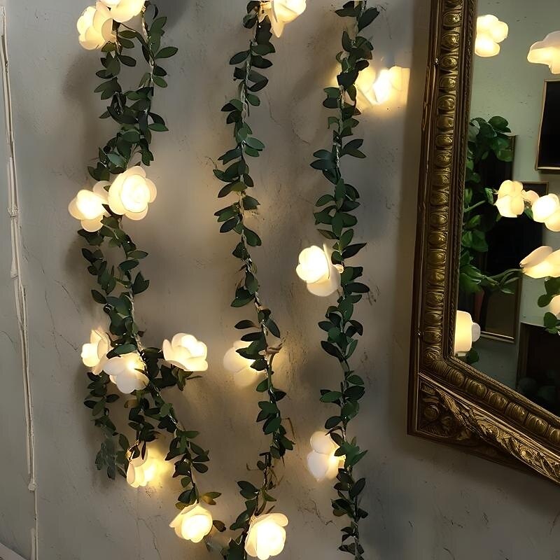 Elegant Wedding Reception Party 6M LED String Light Artificial Green Leaf Ivy Vine, Battery-Powered Decorative Lighting for Christmas,  Home, Wedding, Valentine's Day & Garden Decor3