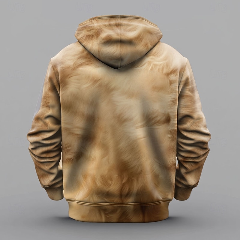 Men's Dog Hoodie Hoodies Sweatshirt Fashion Exaggerated Long Sleeve Hooded Vacation Sports Outdoor Streetwear Black Brown Print Front Pocket Spring & Fall Designer2