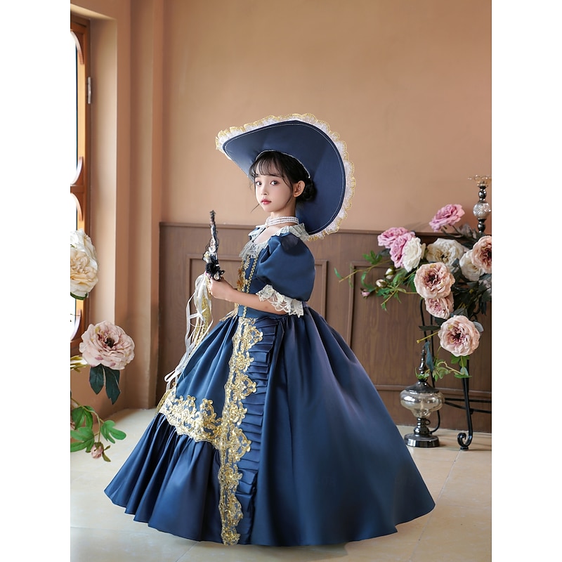 Gothic Cosplay Lolita Rococo Dress Party Costume Masquerade Princess Shakespeare Solid Color Ball Gown Fancy Dress Girls' Royal Christmas Halloween Carnival Party Birthday Holiday Child's Dress All3