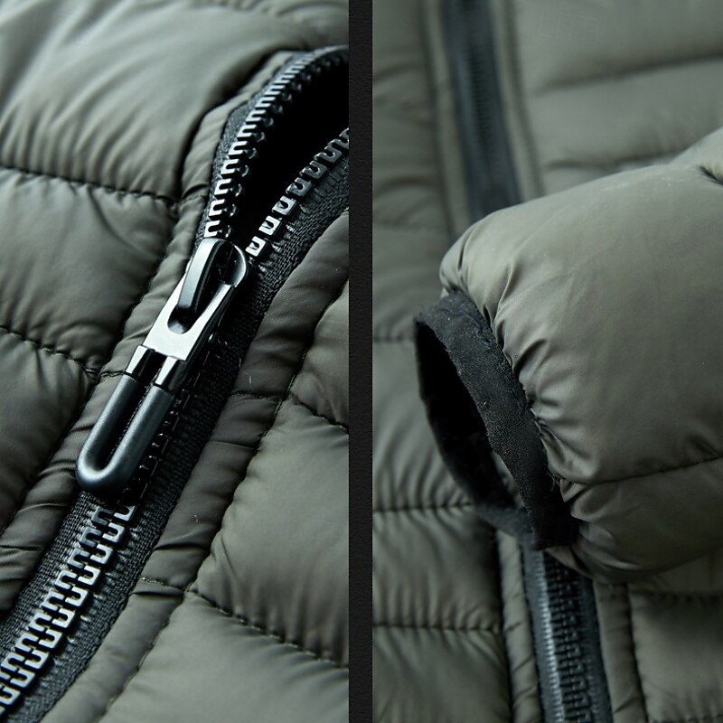 Men's Winter Jacket Puffer Jacket Padded Pocket Hooded Polyster Pocket Outdoor Date Casual Daily Regular Fashion Casual Thermal Warm Windproof Winter Plain Dark Grey Black Red Blue Puffer Jacket3