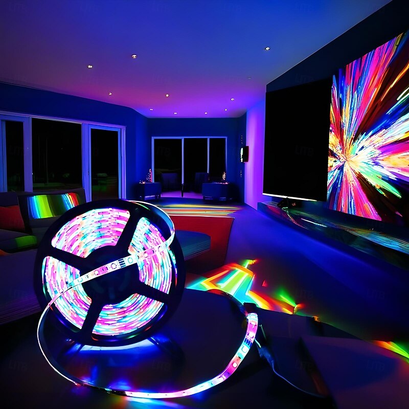 LED Strip Lights 20M Bluetooth DIY Color Changing 2835 RGB Kit with Hidden Controller and Remote – Easy Installation 5M 10M 15M for TV Backlight, Room and Bedroom Decor3
