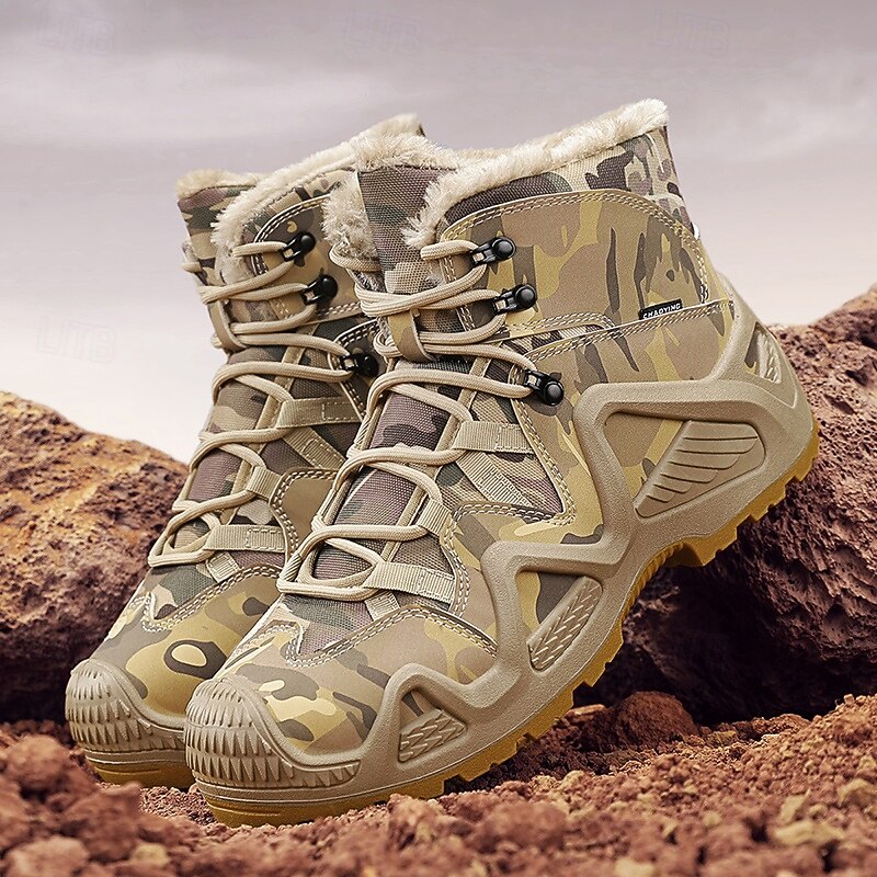 Men's Camouflage Winter Hiking Boots with Fur Lining – Waterproof Insulated Outdoor Snow Boots2