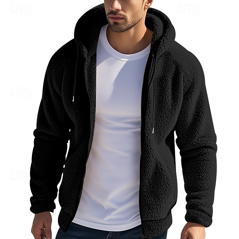 Men's Full Zip Hoodie Zip Up Hoodie Black Navy Blue Khaki Gray Hooded Plain Zip Up Sports & Outdoor Daily Holiday Polyester Streetwear Basic Casual Spring &  Fall Clothing Apparel Hoodies Sweatshirts2