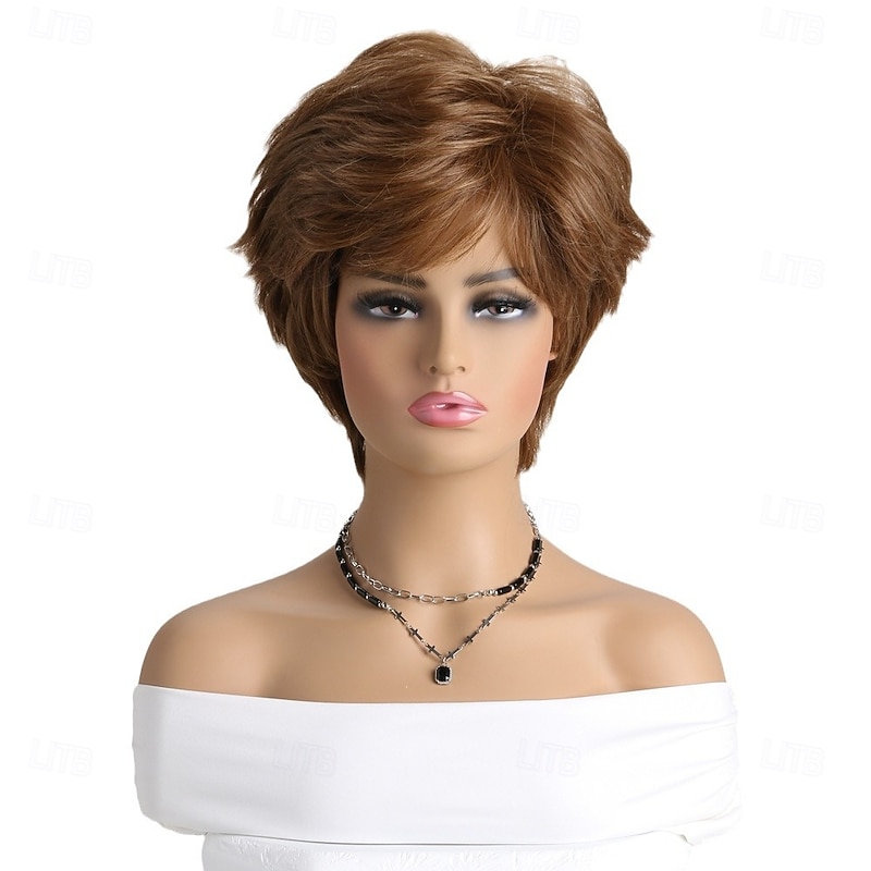 Lisa Rinna Inspired Wigs Pixie Layered Short Brown Wig Short Hair Wigs for White Women Cosplay Daily Party Wigs4