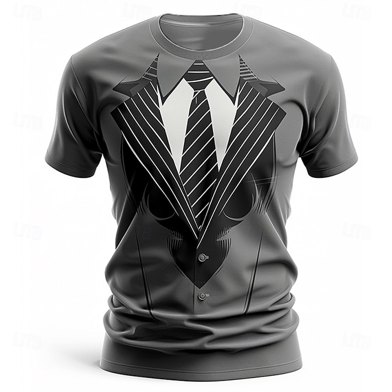 Christmas Men's Christmas Costume T Shirt Short Sleeve T shirt 3D Print Crew Neck Shirt Fashion Abstract Street Sports Outdoor Daily Black Summer Spring Clothing Apparel S M L XL XXL XXXL