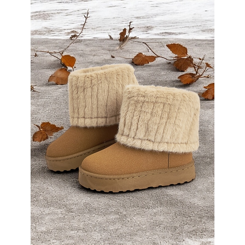 Women's Faux Fur-Lined Winter Boots – Cozy Warmth and Style with Plush Cuff and Non-Slip Sole, Ideal for Cold Weather Outings
