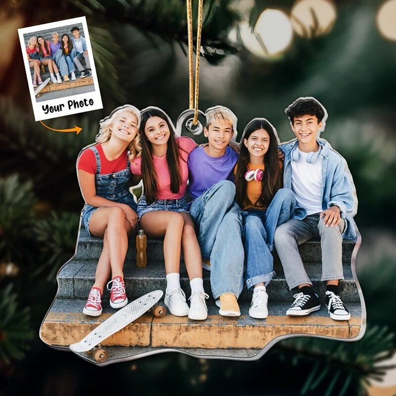 Personalized Photo Christmas Ornaments Acrylic 2D Custom Gift For Friend - Friends Photo Ornament Christmas Tree Ornaments Xmas Decoration Hanging Pendant Gifts3